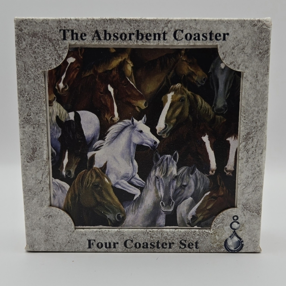 Horse Absorbastone Coaster Set 4pc Absorbent Stone Drink Coasters